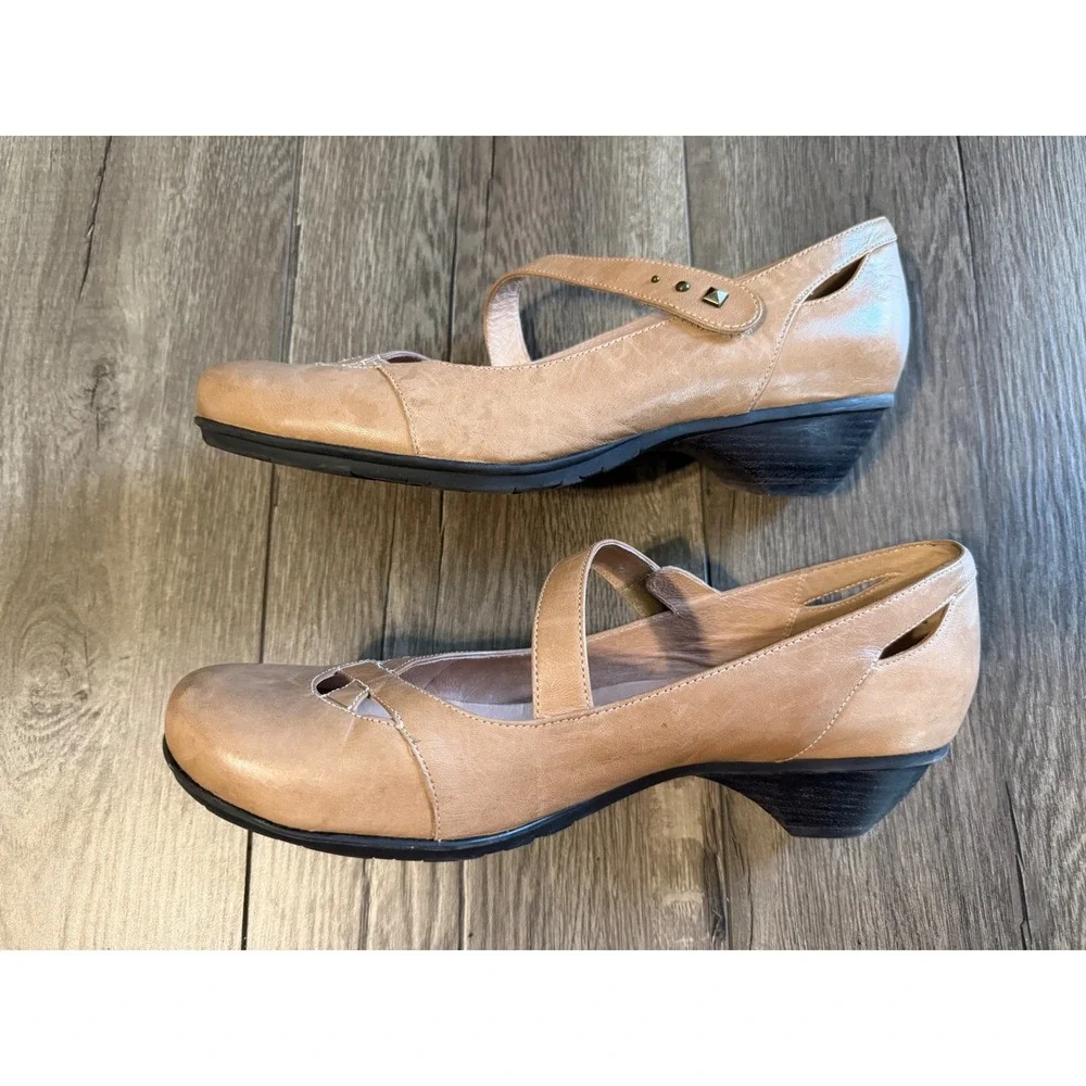 Abeo B.I.O. System Nia Tan‎ Leather Mary Jane Low Heel Comfort Shoes Womens 10 N